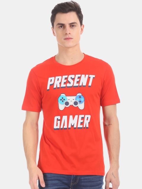 

Colt Men Red Printed Round Neck Cotton T-shirt