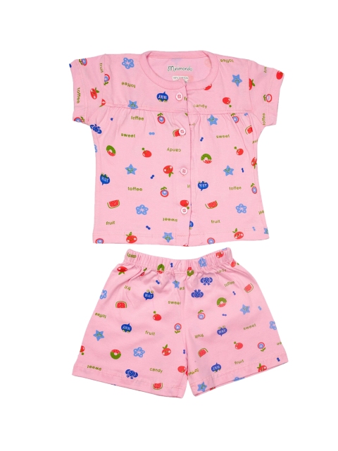 

Zoom Minimondo Infant Kids Pink & Blue Printed Night Suit