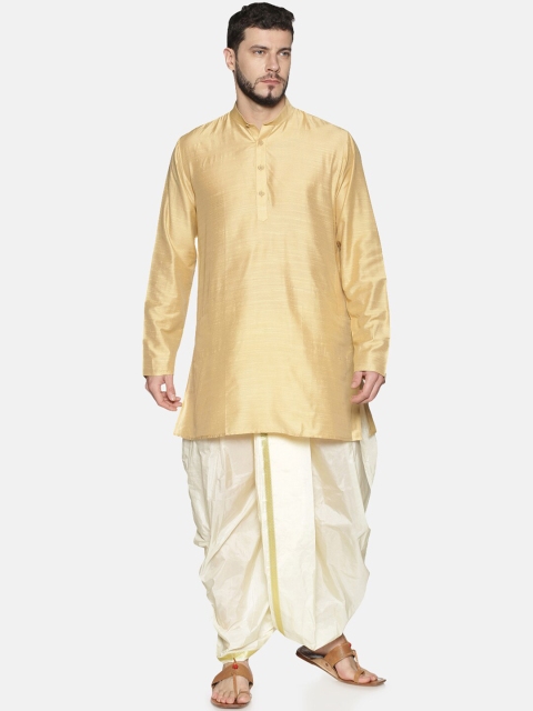 

TATTVA Men Beige Solid Kurta with Dhoti Pants