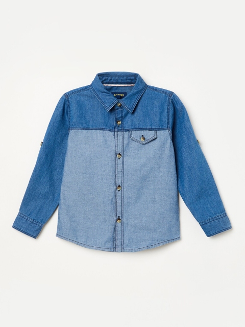 

Juniors by Lifestyle Boys Blue Regular Fit Solid Casual Shirt