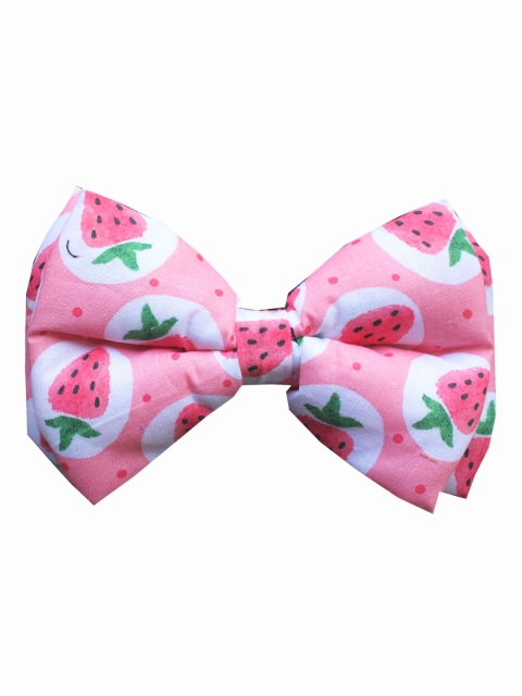 LANA PAWS Pink Strawberry Printed Cotton Dog Bow Tie