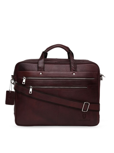 

WildHorn Men Maroon Textured Laptop Bag