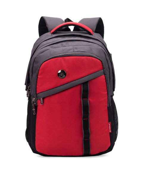 

COSMUS Unisex Grey & Red Solid Backpack