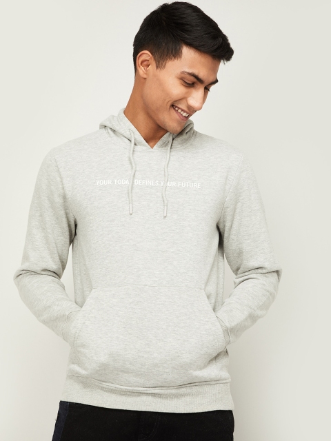 

Fame Forever by Lifestyle Men Grey Melange Solid Hooded Sweatshirt