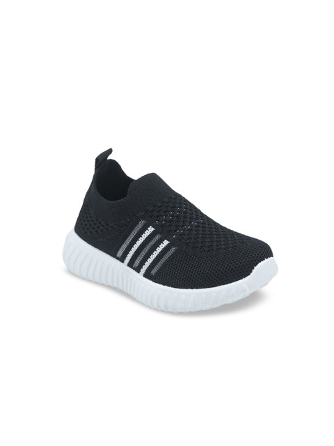 

FEETWELL SHOES Boys Black Woven Design Canvas Mid-Top Slip-On Sneakers