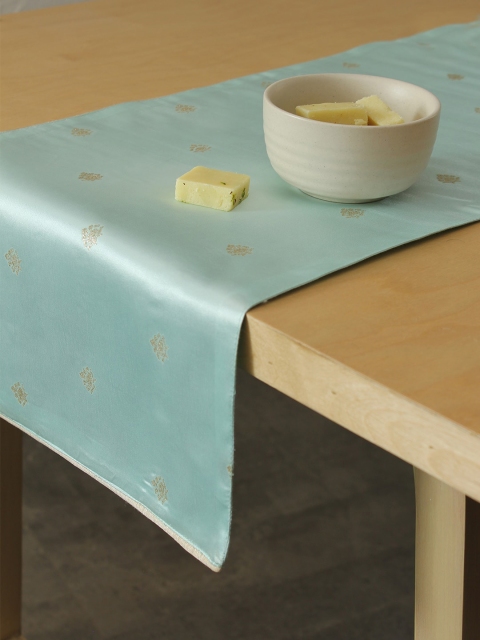 

House This Green & Gold Coloured Woven Design Rectangular Table Runner