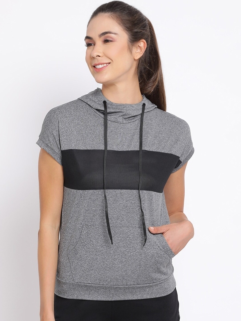

PERFKT-U Women Grey Checked Hood T-shirt