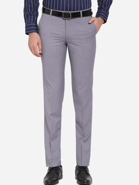 

METAL Men Grey Slim Fit Solid Formal Trousers