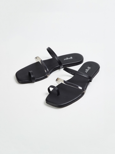 

Ginger by Lifestyle Women Black Colourblocked PU One Toe Flats