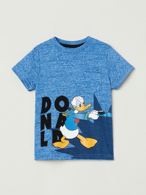 

max Boys Blue Printed Donald Round Neck T-shirt