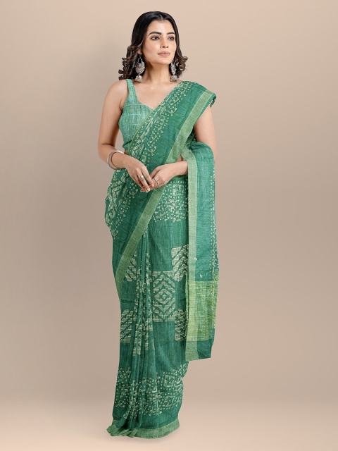 

BharatSthali Green Silk Cotton Printed Venkatgiri Handloom Saree