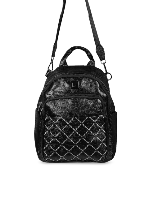 

Mounthood Women Black & White Textured Backpack