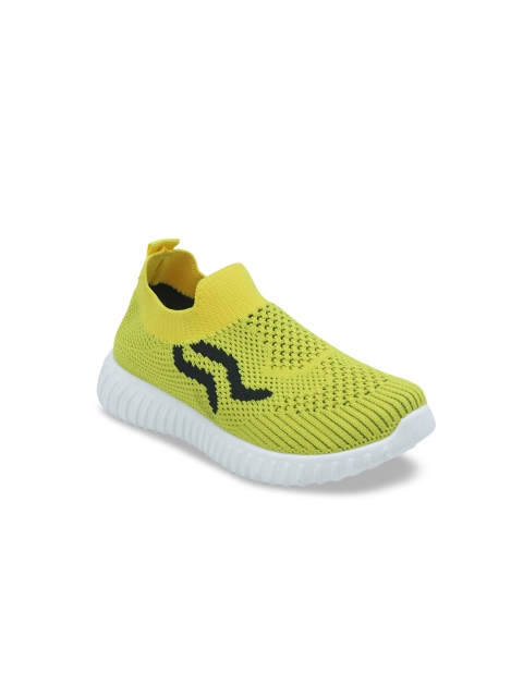 

FEETWELL SHOES Boys Yellow Striped Canvas Mid-Top Slip-On Sneakers