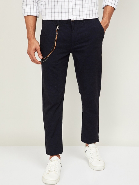 CODE by Lifestyle Men Navy Blue Slim Fit Solid Chinos
