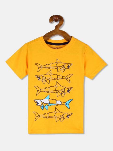

Cherokee Boys Mustard Printed Round Neck T-shirt