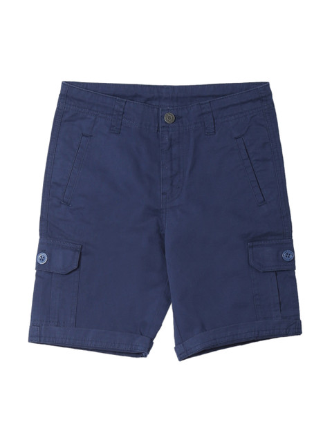 

Cherokee Boys Navy Blue Solid Regular Fit Cargo Shorts