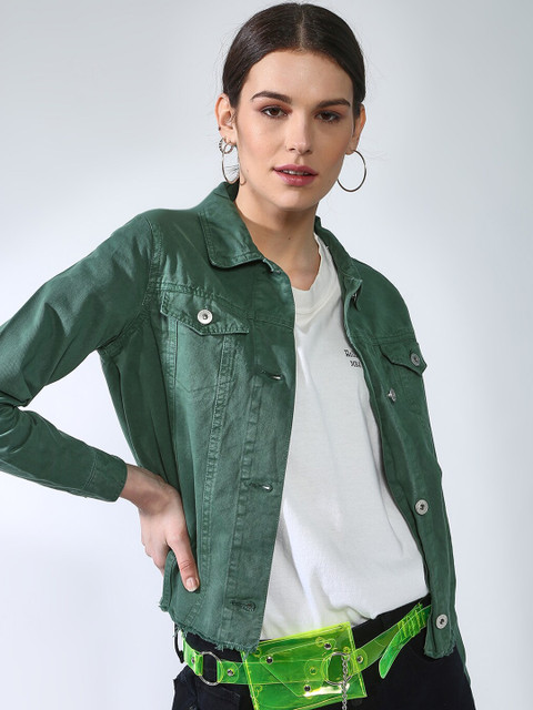 

Blue Saint Women Green Solid Lightweight Denim Shacket