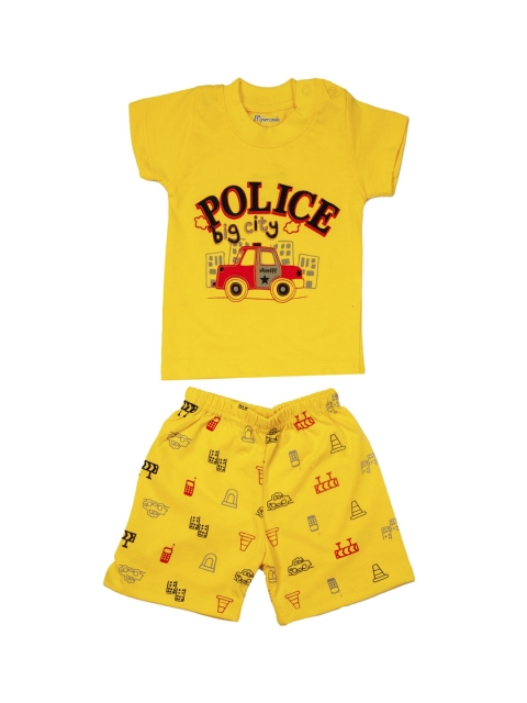 

Zoom Minimondo Infant Kids Yellow & Red Printed Night Suit