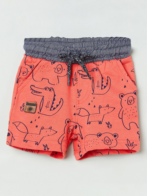 

max Boys Orange Printed Regular Fit Regular Shorts
