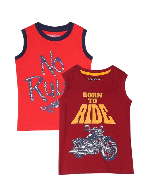 

Cherokee Boys Red Printed Round Neck T-shirt