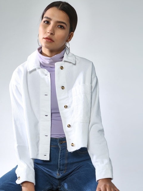 

Blue Saint Women White Solid Lightweight Denim Jacket