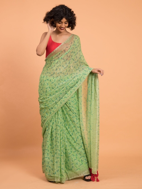 

Suta Green Printed Pure Cotton Saree