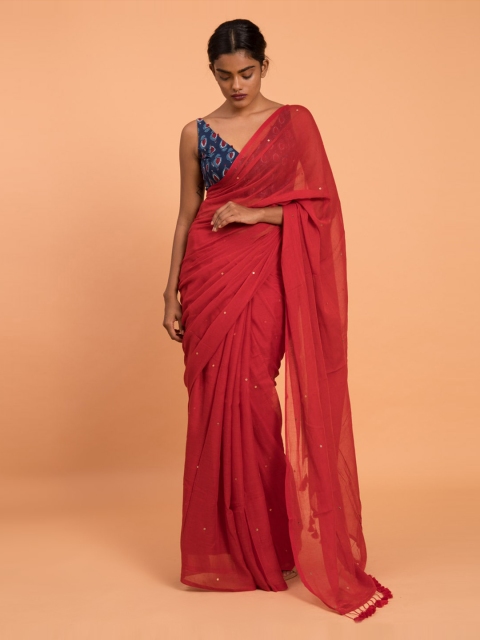 

Suta Red Embellished Pure Cotton Saree