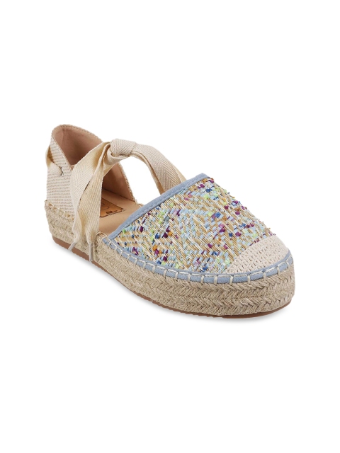 

Metro Women Blue & Cream-Coloured Woven Design Flatforms