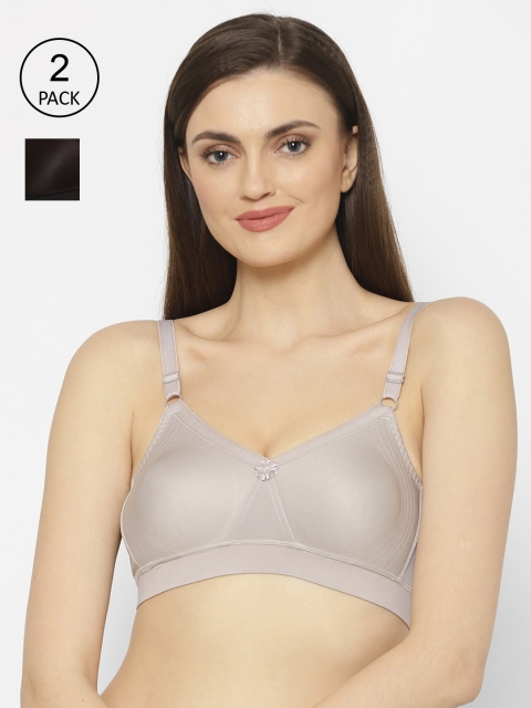 

Floret Pack of 2 Solid Non-Wired Non Padded Minimizer Bras T3073, Grey