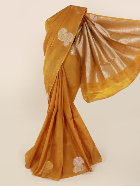 

Pothys Mustard Art Silk Printed Kanjeevaram Saree