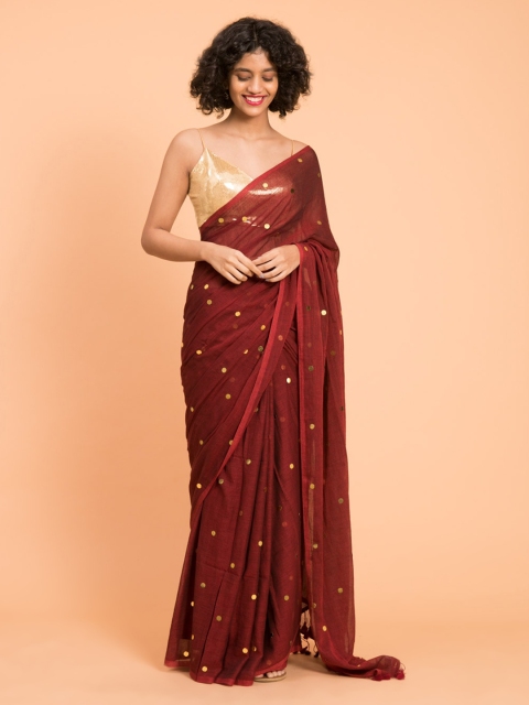 

Suta Maroon Embellished Saree