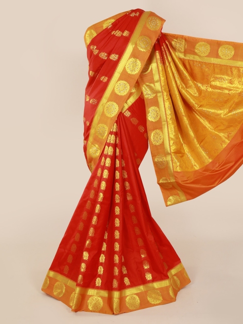 

Pothys Red & Gold-Toned Art Silk Woven Design Kanjeevaram Saree