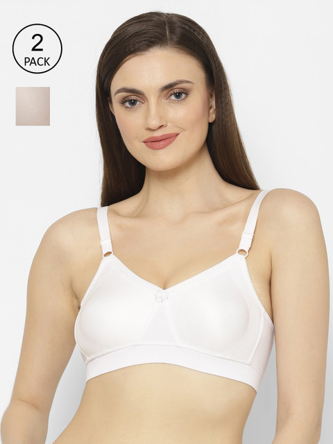 

Floret Pack of 2 Solid Non-Wired Non Padded Minimizer Bra T3073_Mineral-White-Mineral, Metallic