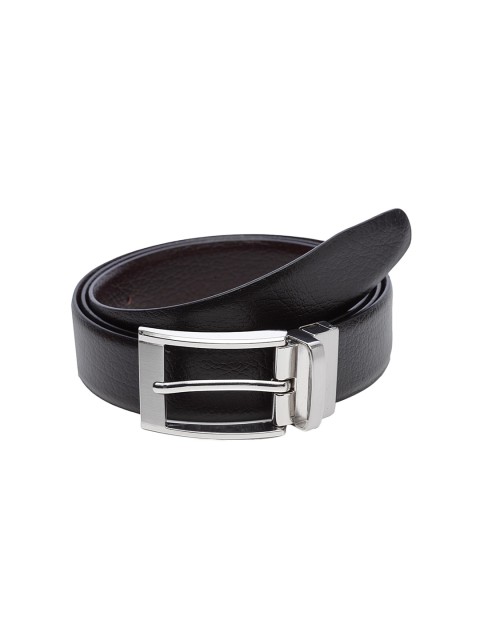 

WELBAWT Men Black & Brown Textured Leather Reversible Belt