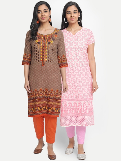

7Threads Women Pack of 2 Ethnic Motifs Printed Kurta, Multi
