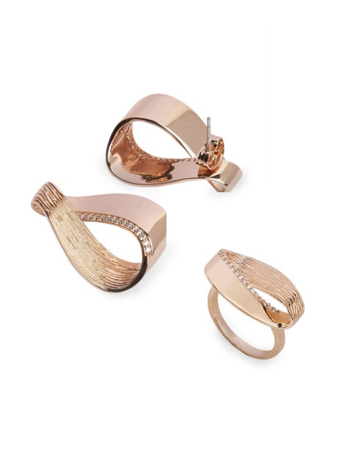 

shaze Rose Gold-Plated Cubic Zirconia Stone-Studded Jewellery Set