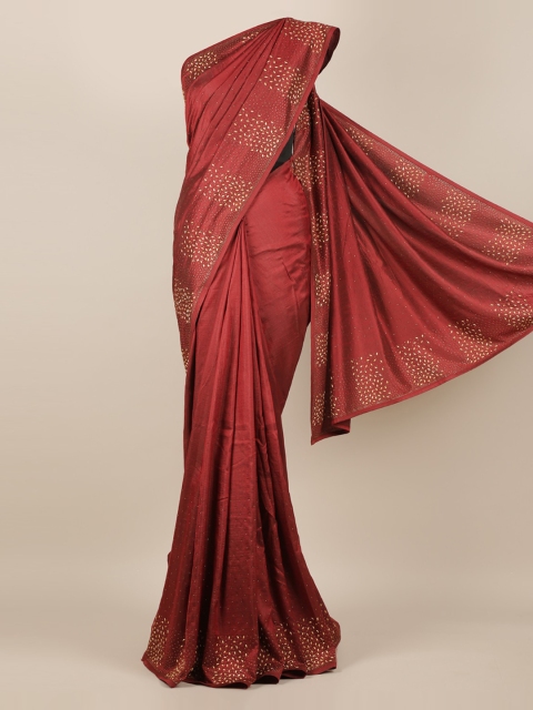 

Pothys Maroon Embellished Pure Georgette Saree