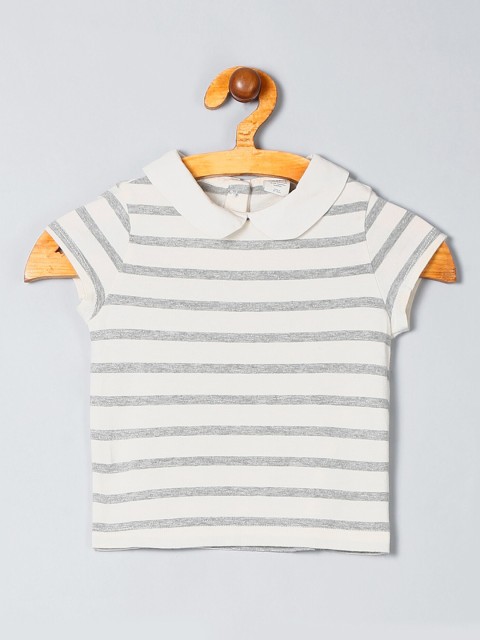

GAP Girls White & Grey Striped Top
