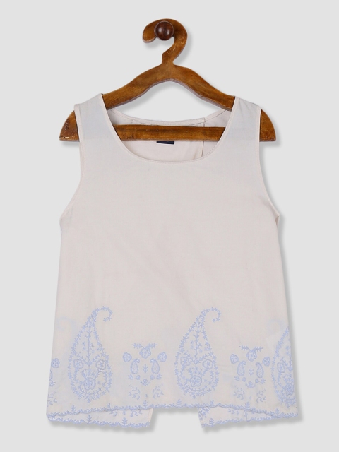 

GAP Girls White Embroidered Styled Back Top