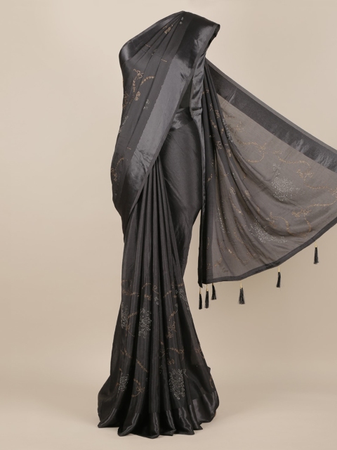 

Pothys Grey Embellished Pure Georgette Saree