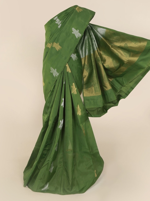 

Pothys Green & Gold-Toned Art Silk Woven Design Kanjeevaram Saree