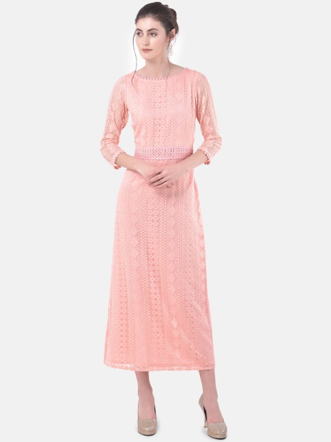 

Eavan Women Peach-Coloured Self Design Maxi Dress