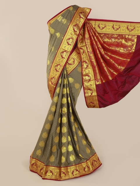 

Pothys Grey & Gold-Toned Art Silk Woven Design Kanjeevaram Saree