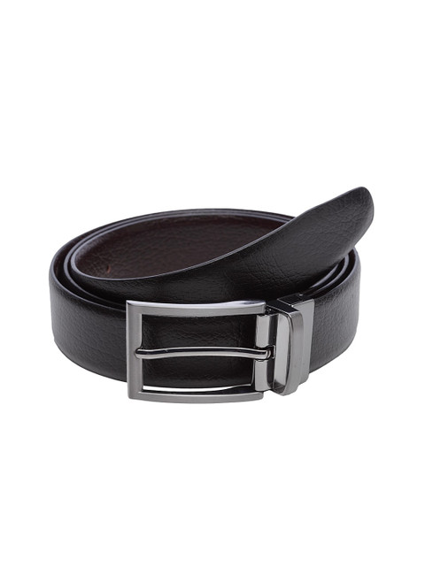 

WELBAWT Men Black & Brown Textured Reversible Leather Belt