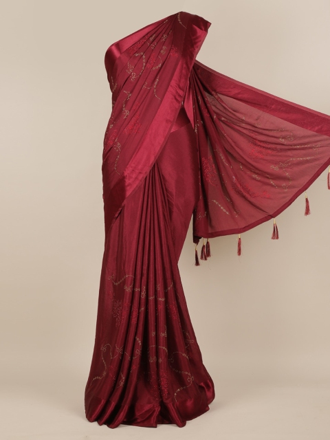 

Pothys Maroon Solid Pure Georgette Saree