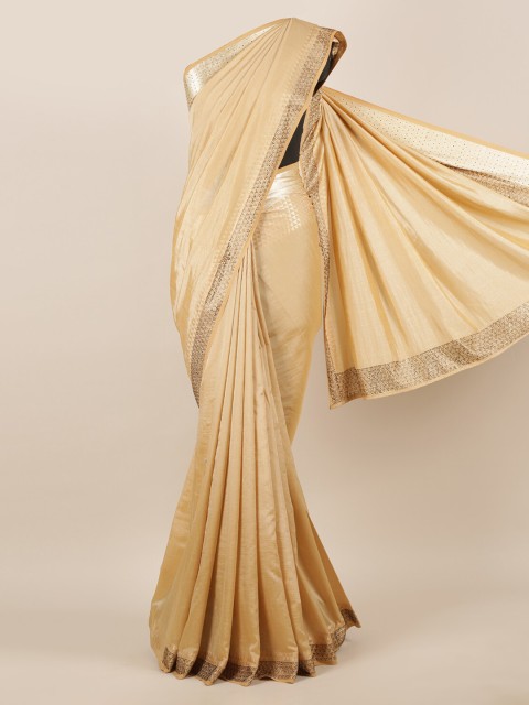

Pothys Cream-Coloured Solid Pure Georgette Saree