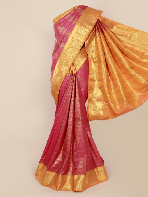 

Pothys Pink & Gold-Toned Art Silk Woven Design Kanjeevaram Saree
