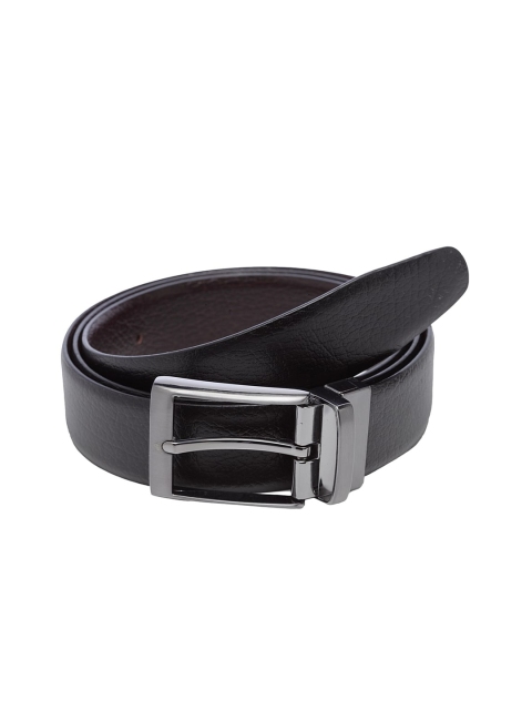 

WELBAWT Men Black & Brown Textured Leather Reversible Belt