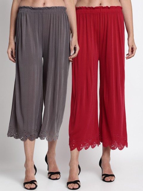 

NEUDIS Women Pack Of 2 Regular Fit Solid Culottes, Grey