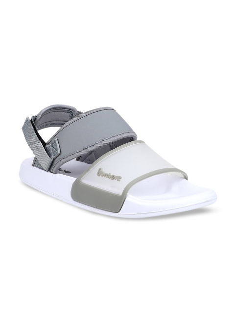 

Bonkerz Men White & Grey Solid Sports Sandals